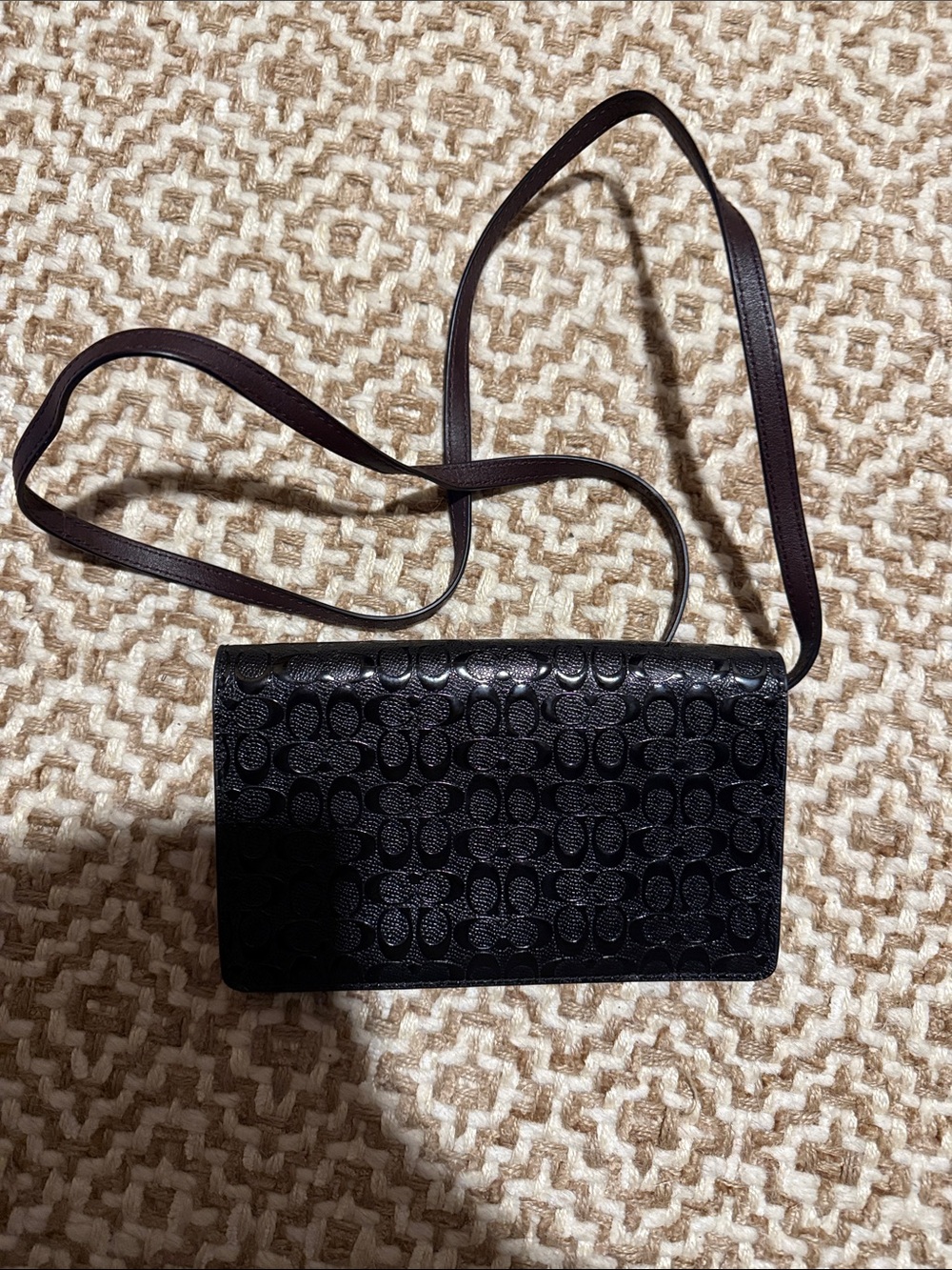 Coach Black Signature Embossed Crossbody Wallet - Picture 4 of 4